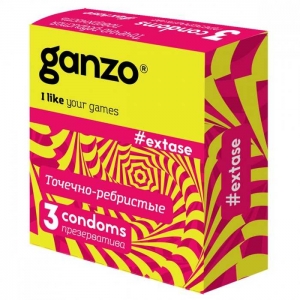 Презервативы "Ganzo Extase" точечно-ребристые, 3шт