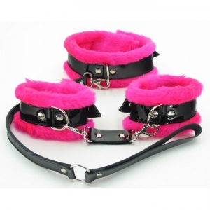 Набор "BDSM-Light" черно-розовый, наручники, ошейник
