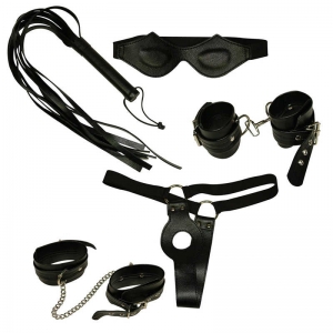 Провокационный БДСМ набор "Bad Kitty" наручники, оковы, маска, плеть, трусики с вырезом