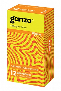 Презервативы "Ganzo Juice" аромат клубники, банана, тутти фрутти, 12шт