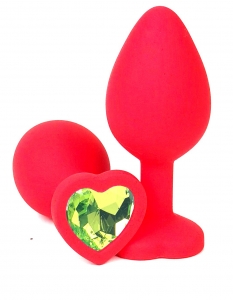 Пробка с салатовым кристаллом "Vandersex Heart" красная, S