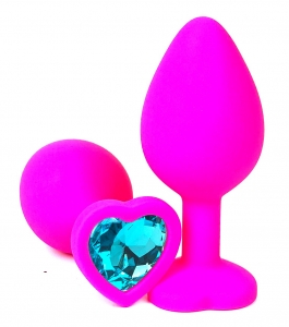 Пробка с голубым кристаллом "Vandersex Heart" розовая, S