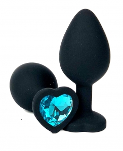Пробка с голубым кристаллом "Vandersex Heart" черная, S