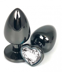 Пробка с белым кристаллом "Vandersex Heart" черный металл, S