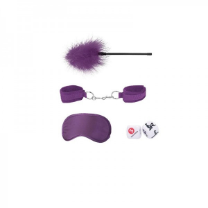 Набор БДСМ-девайсов фиолетовый "Ouch" наручники, маска, ласкалка, кубики