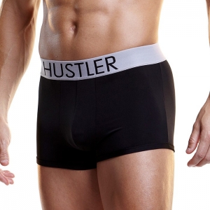 Трусики-боксеры "Hustler" черные с серой резинкой, XL