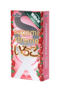 Презервативы ультратонкие "Sagami Xtreme Strawberry" с земляничным ароматом, 10шт