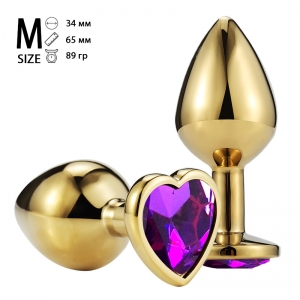 Пробка "Vandersex" золото, фиолетовый кристалл-сердце, M