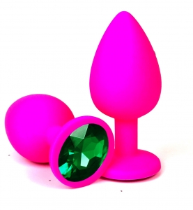 Пробка с зеленым кристаллом "Vandersex" розовая, S