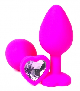 Пробка с сиреневым кристаллом "Vandersex Heart" розовая, S