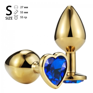 Пробка с синим кристаллом "Vandersex Heart" золото, S