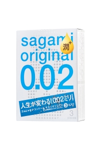 Презервативы "Sagami Original 0,02" полиуретановые, с обильной смазкой, 3шт