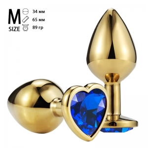 Пробка с синим кристаллом "Vandersex Heart" золото, M