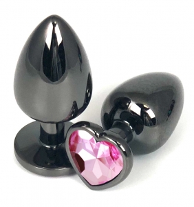 Пробка с розовым кристаллом "Vandersex Heart" черный металл, М