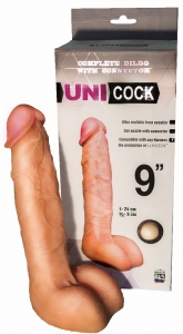 Насадка на страпон "Uni Cock 9" реалистичная, с мошонкой