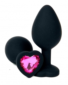 Пробка с розовым кристаллом "Vandersex Heart" черная, L