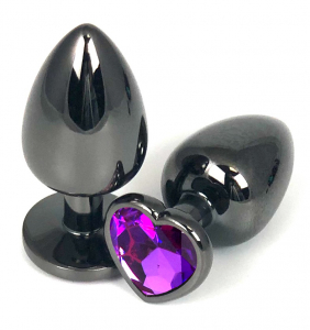 Пробка с фиолетовым кристаллом "Vandersex Heart" черный металл, S