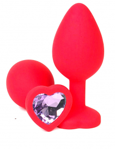 Пробка c сиреневым кристаллом "Vandersex Heart" красная, S