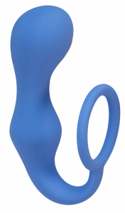 Пробка с эрекционным кольцом "Black Edition" голубая, с увеличенной головкой
