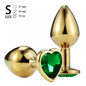 Пробка с зеленым кристаллом "Vandersex Heart" золото, S