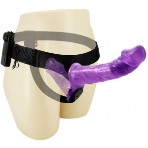 Страпон с вагинальной втулкой "Ultra Passionate Harness" с вибрацией, фиолетовый
