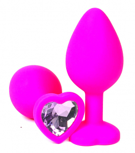 Пробка с сиреневым кристаллом "Vandersex Heart" розовая, L