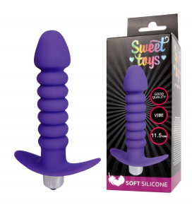Пробка супер рельефная "Sweet Toys" с вибрацией, фиолетовая
