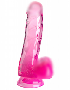 Фаллоимитатор на присоске "King Cock Clear 6" с мошонкой, розовый