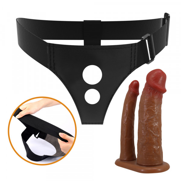 Фаллопротез для двойного проникновения "Pretty Love Keaven" мулат