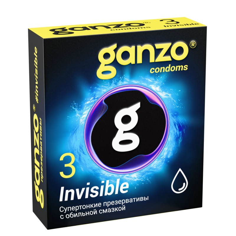 Презервативы "Ganzo Invisible" супер тонкие, с обильной смазкой, 3шт 