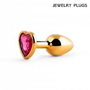 Пробка с малиновым кристаллом "Jewerly Plugs" металл, сердце, S
