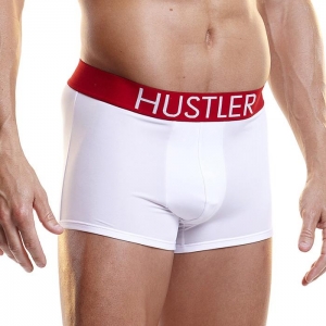 Трусики-боксеры "Hustler" белые с красной резинкой, XL